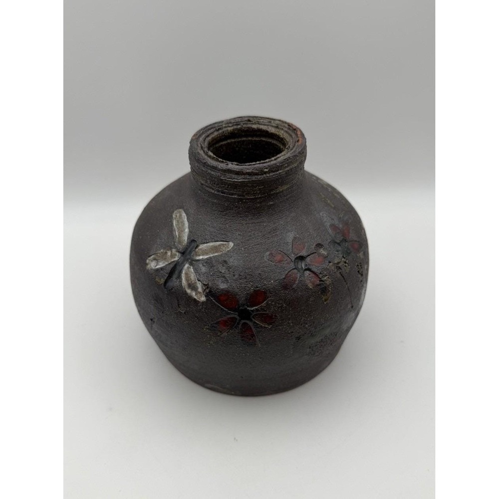 Turkey Mt Pottery Armuchee GA Studio Art Pottery Lamp Base Vase Dragonfly